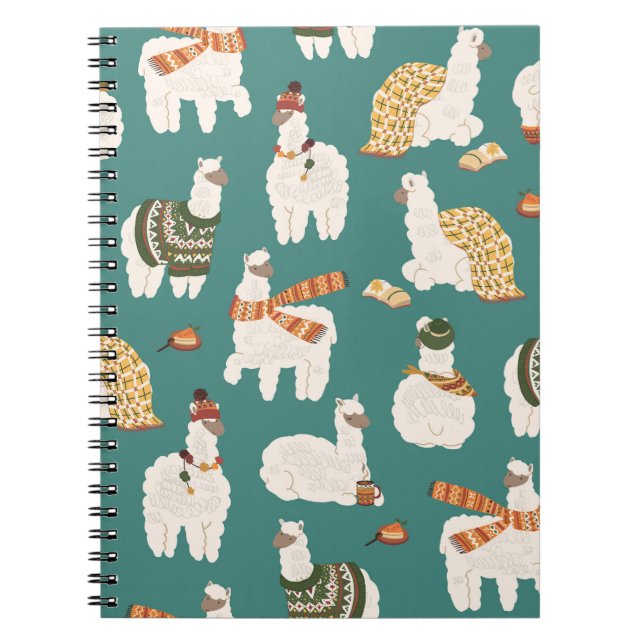 Caderno Espiral Padrões Sem Olho De Llama Alpaca Sweater. (Frente)