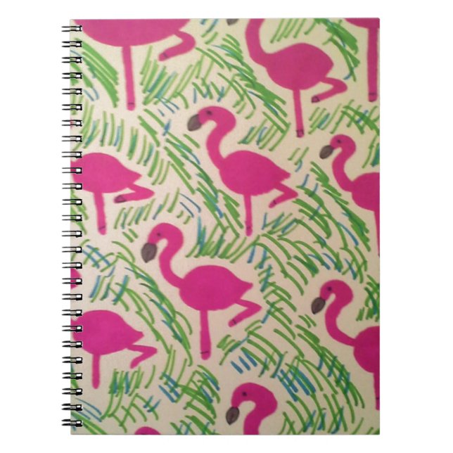 Caderno Espiral Padrões tropicais cor-de-rosa (Frente)