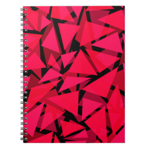 Caderno Espiral padronizado escarlate vermelho brilhante ,geométri
