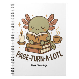 Caderno Espiral Page-Turn-a-Lotl Adorável Axolote de Leitura Conf