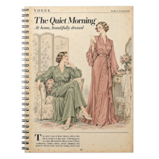 Caderno Espiral Páginas de Revista de Moda Vintage, Estilo Antigo