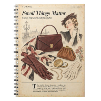 Caderno Espiral Páginas de Revista de Moda Vintage, Estilo Antigo