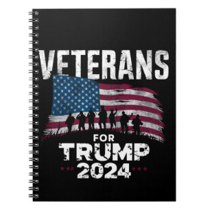 Caderno Espiral Pai Avô Veteranos Para Trump 2024 Bandeira America