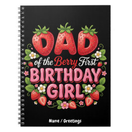Caderno Espiral Pai da Menina do Primeiro Aniversário da Fruta Mor