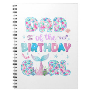 Caderno Espiral Pai Da Menina Mermaid De Aniversário Família Combi