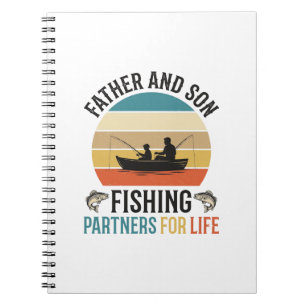 Caderno Espiral Pai e Filho Parceiros de Pesca para a Vida Design_