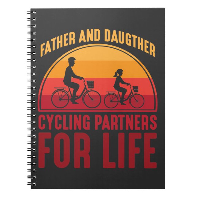 Caderno Espiral Pai e Parceiros de Ciclismo Filhas para a Vida (Frente)