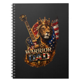 Caderno Espiral Pai Guerreiro Leão Bandeira Americana Guitarra