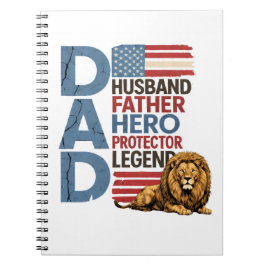 Caderno Espiral Pai Leão Bandeira Americana Patriota