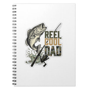 Caderno Espiral Pai Legal de Pesca de Robalo Desenho de Gravura Vi