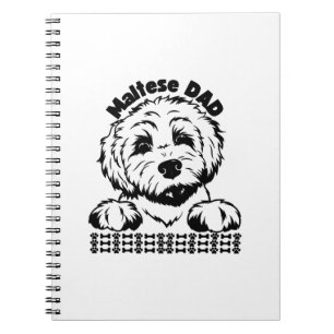 Caderno Espiral Pai Maltês Design Preto e Branco Cachorro Maltês