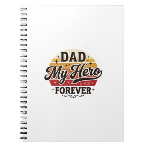 Caderno Espiral Pai Meu Herói Para Sempre Camisa Retro Vintage Des