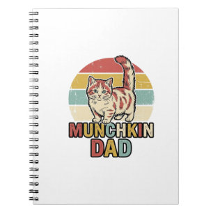 Caderno Espiral Pai Munchkin Amante de Gato Retro Camisa Vector De