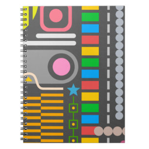 Caderno Espiral Painel de Controle de Tecnologia Abstrata Padrão
