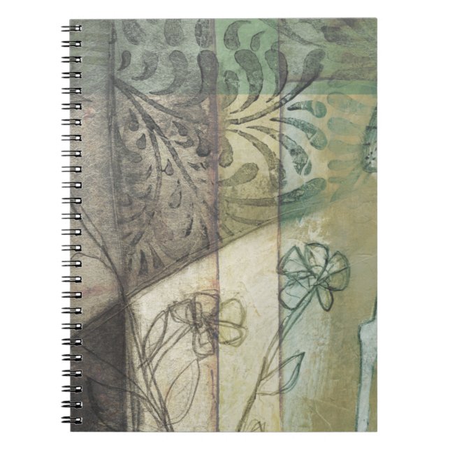 Caderno Espiral Painel de Jardim com Folhas, Flores e Grama (Frente)