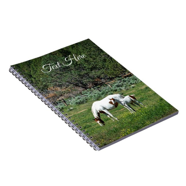 Caderno Espiral Paint Horse Mare and Foal Personalizado (Lado Direito)