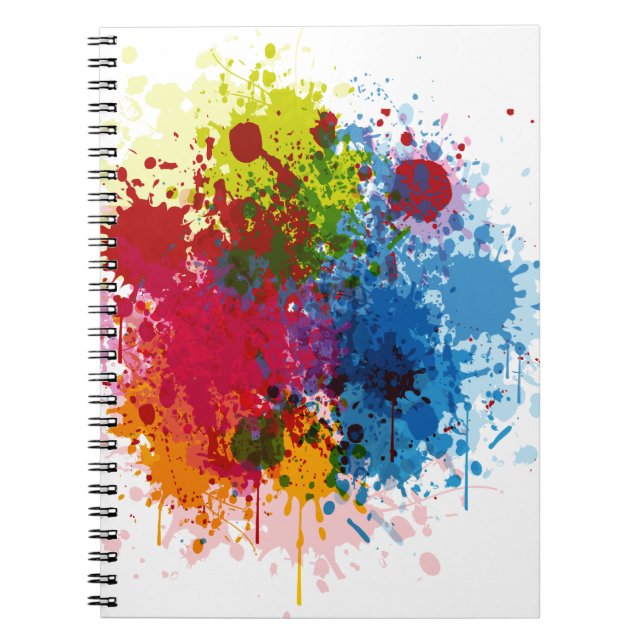 Caderno Espiral Paint Splatter colorido (Frente)