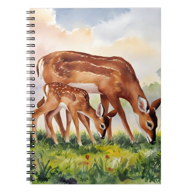 Caderno Espiral Painted Deer Mom and Baby (Frente)