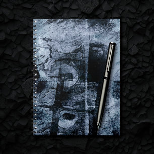 Caderno Espiral Painted Graffiti Grunge   Dark Navy and Denim Blue
