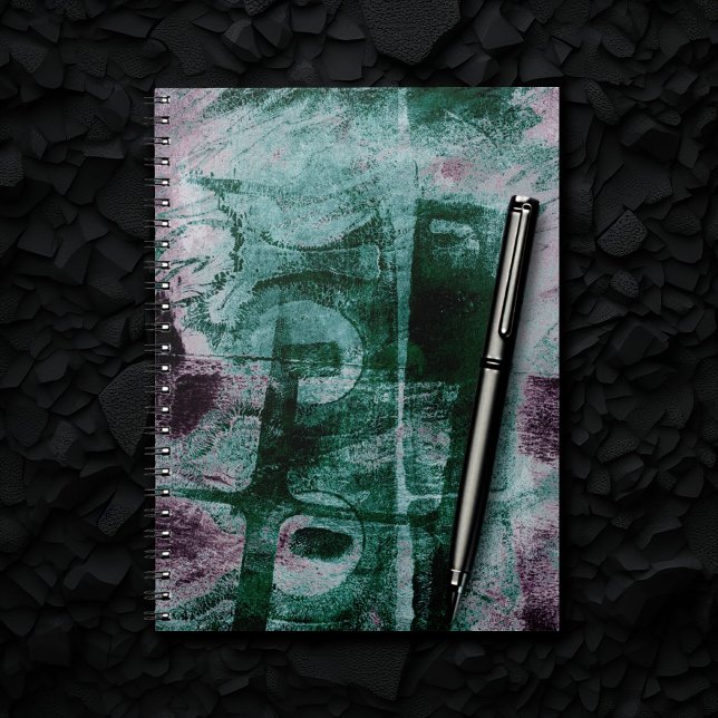 Caderno Espiral Painted Graffiti Grunge | Moody Plum Purple Green (Criador carregado)