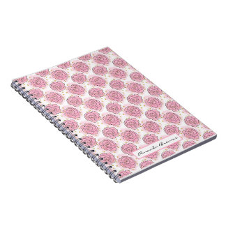 Caderno Espiral Painted pink roses and gold glitter notebook