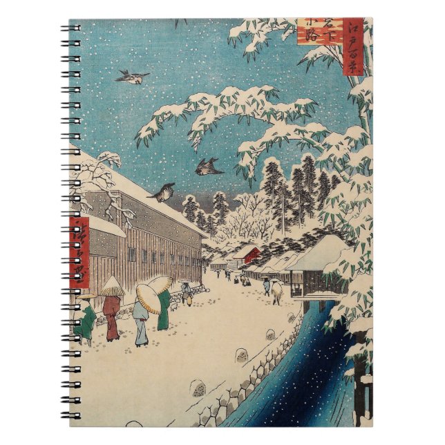 Caderno Espiral País japão da paisagem de inverno de Hiroshige (Frente)