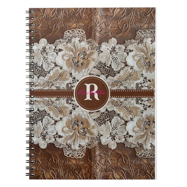 Caderno Espiral País Ocidental Couro n Local Nome inicial (Frente)