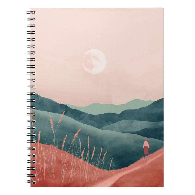 Caderno Espiral Paisagem Boho Abstrato (7) (Frente)