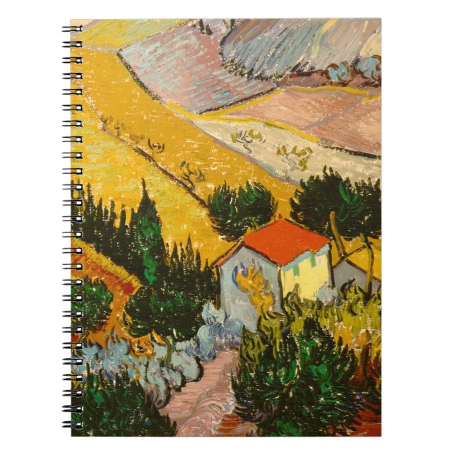 Caderno Espiral Paisagem com House e Ploughma Vincent van Gogh (Frente)