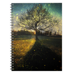 Caderno Espiral Paisagem com sonhos de vagalumes mágicos
