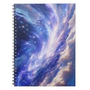 Caderno Espiral Paisagem Cósmica: Nebulosa Inundada e Noite Estrel