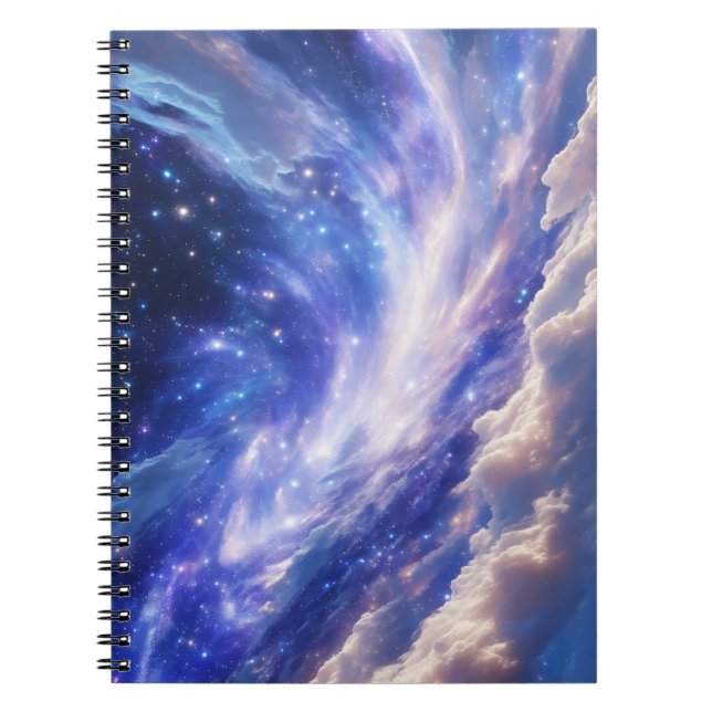 Caderno Espiral Paisagem Cósmica: Nebulosa Inundada e Noite Estrel (Frente)