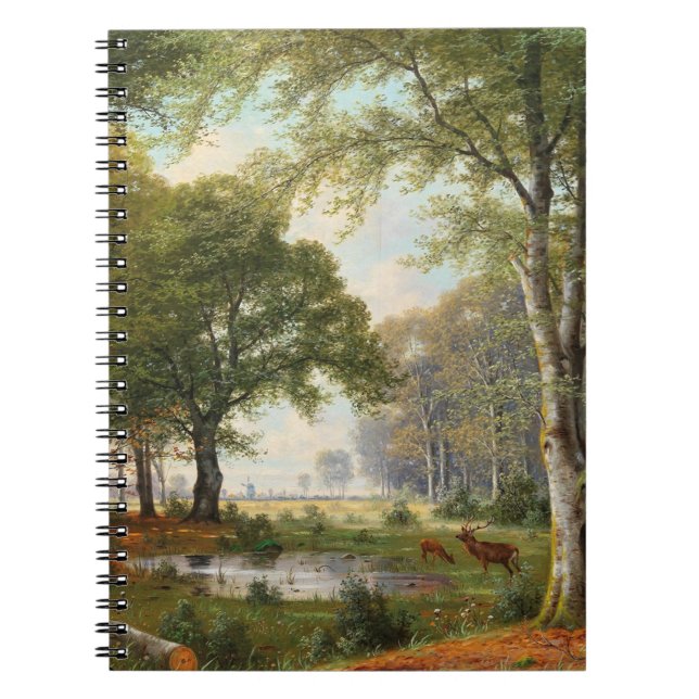 Caderno Espiral Paisagem da Floresta da Noite (Frente)