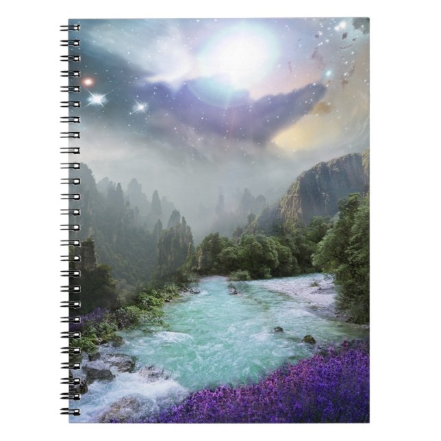 Caderno Espiral Paisagem da Natureza Cênica da Fantasia (Frente)