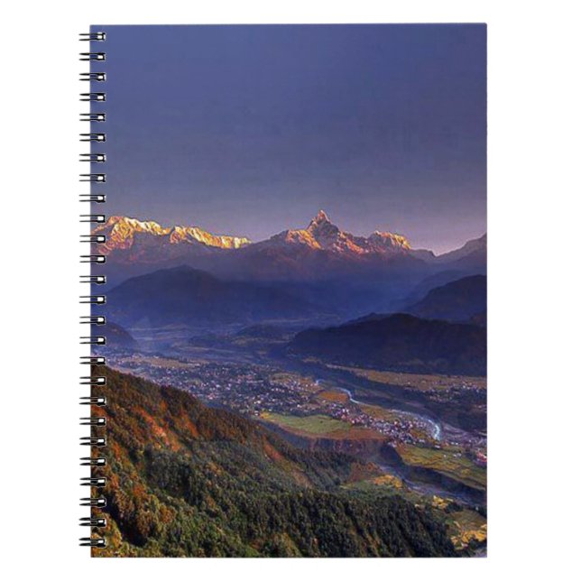 Caderno Espiral Paisagem da vista: HIMALAYA POKHARA NEPAL (Frente)
