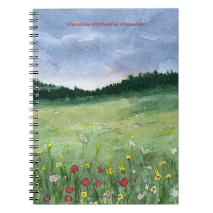 Caderno Espiral Paisagem de Campo de Flores
