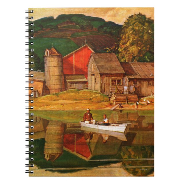 Caderno Espiral Paisagem de fazenda por Mead Schaeffer (Frente)