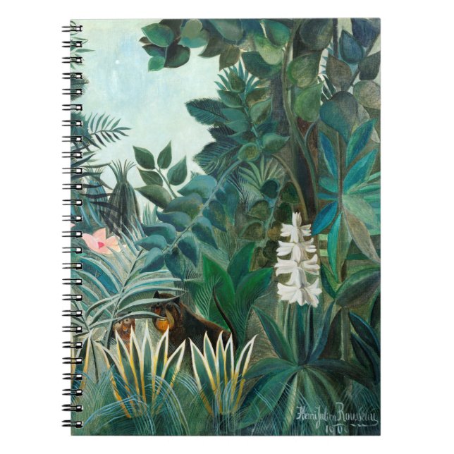 Caderno Espiral Paisagem de Henri Rousseau com Ga Botânica Macacos (Frente)