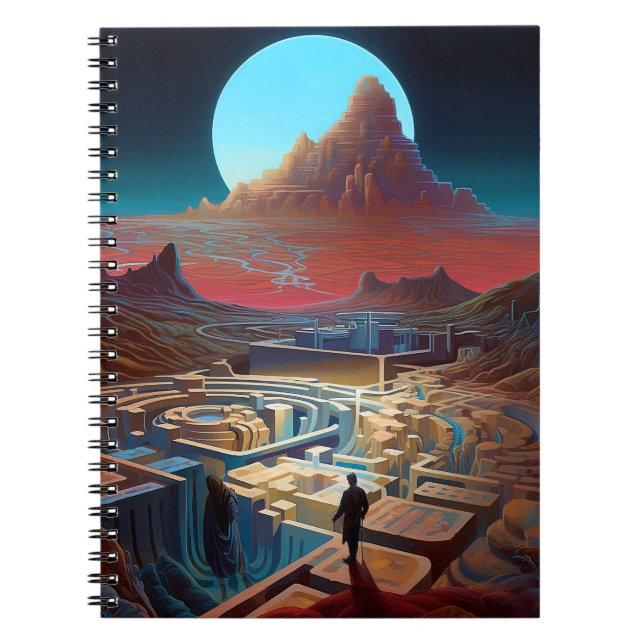 Caderno Espiral Paisagem de Maze Surreal (Frente)