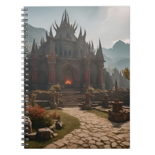 Caderno Espiral Paisagem de Montanha do Castelo Medieval