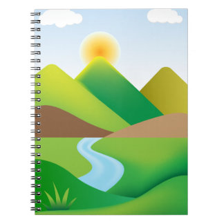Caderno Espiral Paisagem de Montanha Verde com Notebook Fotográfic