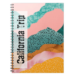 Caderno Espiral Paisagem de papel, raspadas, bordas rasgadas, verd