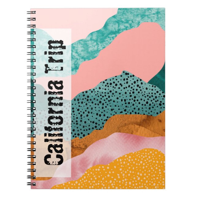 Caderno Espiral Paisagem de papel, raspadas, bordas rasgadas, verd (Frente)