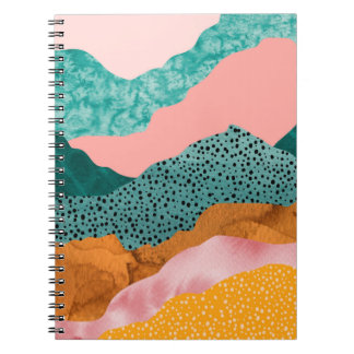 Caderno Espiral Paisagem de papel, raspadas, bordas rasgadas, verd