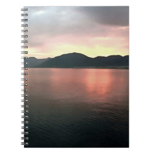 Caderno Espiral Paisagem de Reflexões Sunset, Cor-de-Rosa e Azul