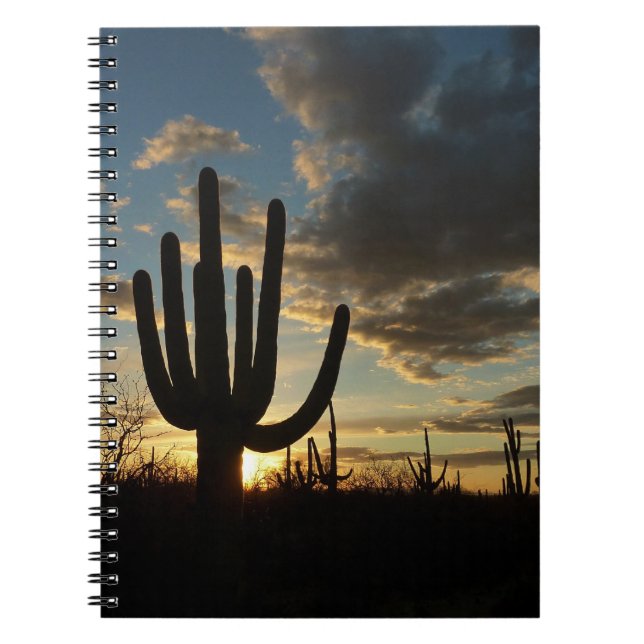 Caderno Espiral Paisagem do Deserto de Arizona Saguaro Sunset II (Frente)