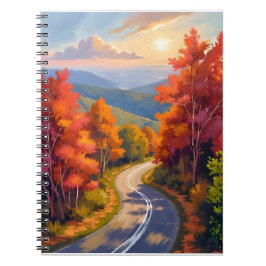 Caderno Espiral Paisagem em Aquarela da Folhagem de Outono de Verm