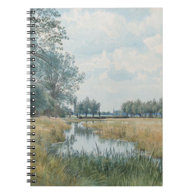 Caderno Espiral Paisagem fluvial perto de Ruas. Ives, Huntingdonsh (Frente)