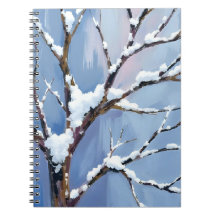Paisagem Invernal Galhos de Árvore Nevados Pintado