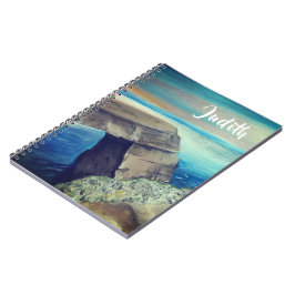 Caderno Espiral Paisagem Mediterrânica de Nome Personalizado